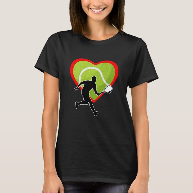 Tennis Heart Sport Love Anti Valentines Day T-Shirt (Front)