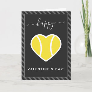 Tennis Heart Valentine's Day Sports Theme Striped Card