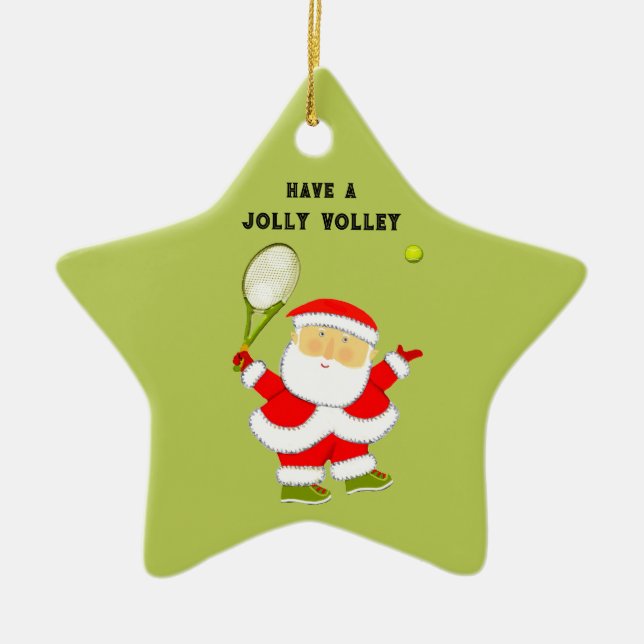 Tennis Holiday Gift Ceramic Ornament (Front)