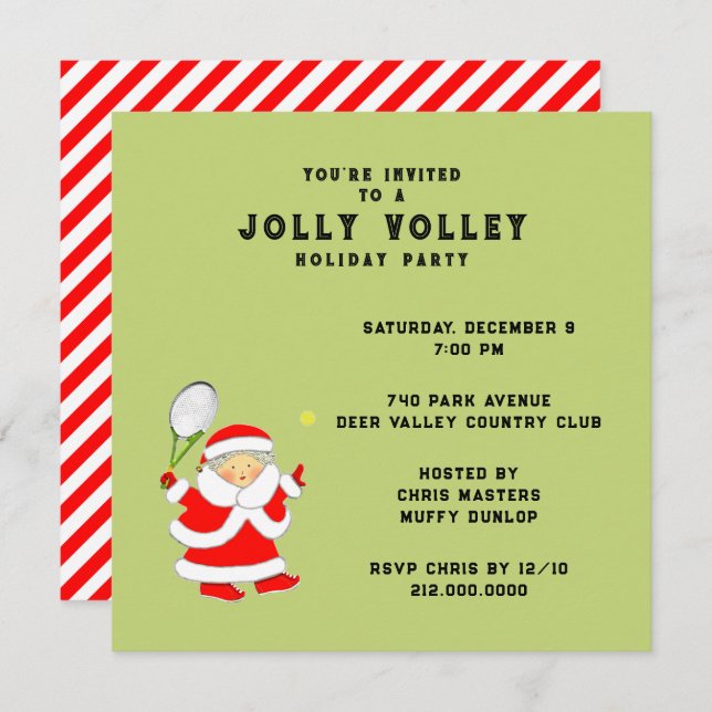 Tennis Holiday Party Invitation (Front/Back)