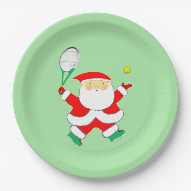 Tennis Holiday Party Paper Plate (Front)