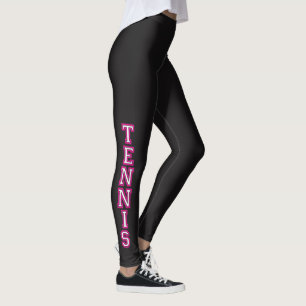 Tennis in Hot Pink Typography Letters Leggings