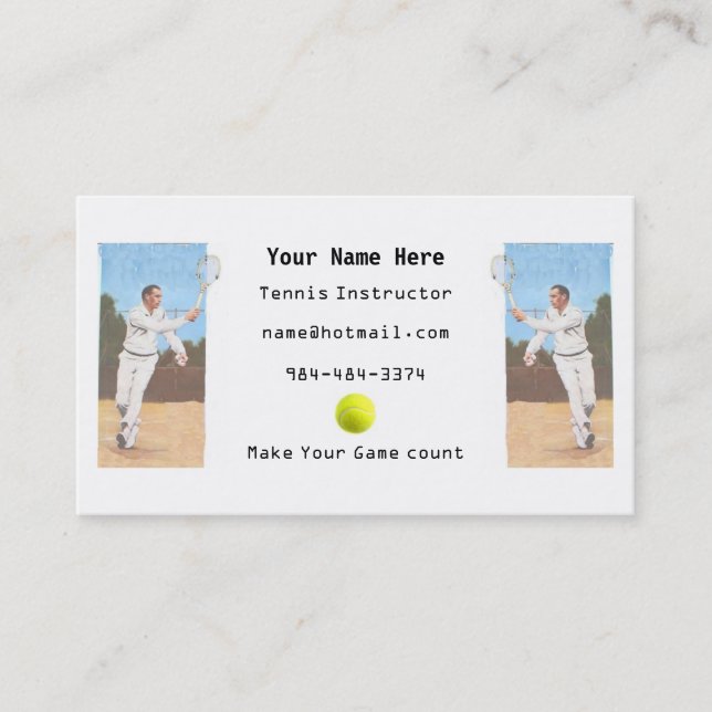Tennis Instructor Business Card (Front)