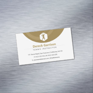 Tennis Instructor Coach Trainer Golden Magnetic Business Card