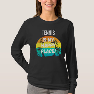 Tennis Is My Happy Place Vintage Retro Sunset Desi T-Shirt