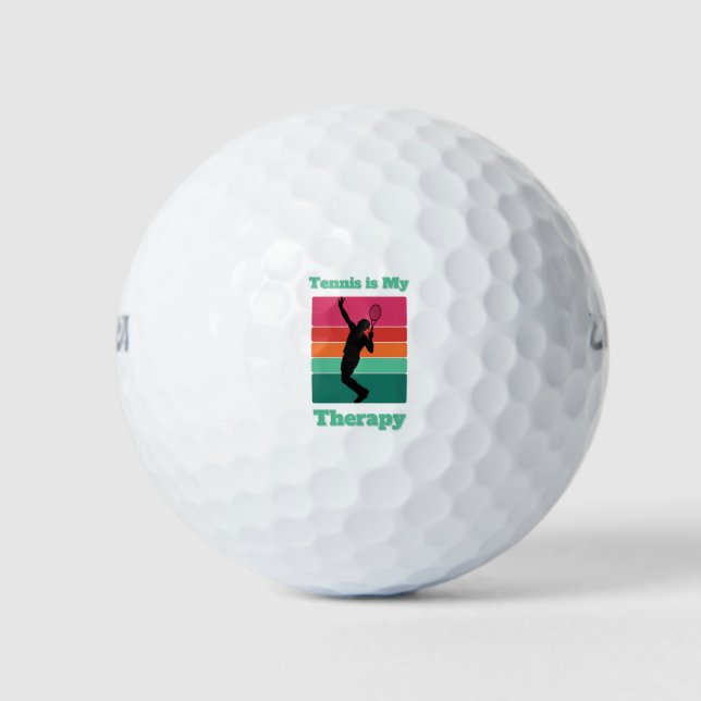 Tennis is My Therapy Rectangle Retro Sunset Golf Balls (Front)