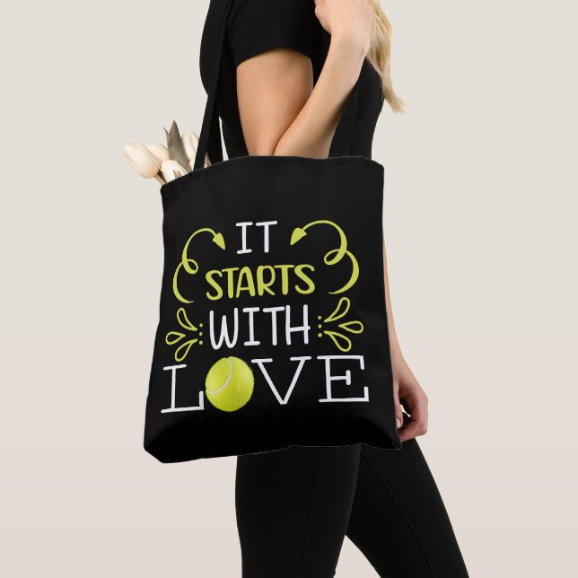 Tennis it start with love for tennis player tote bag (Close Up)