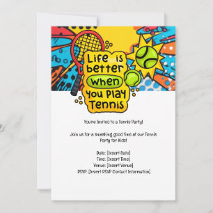 Tennis Kid Birthday Party Invitation