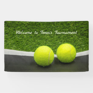 Tennis label on black and green background banner