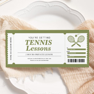 Tennis Lesson Gift Certificate Voucher Invitation