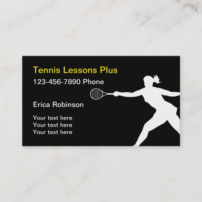 Tennis Lessons Business Card Template (Front)