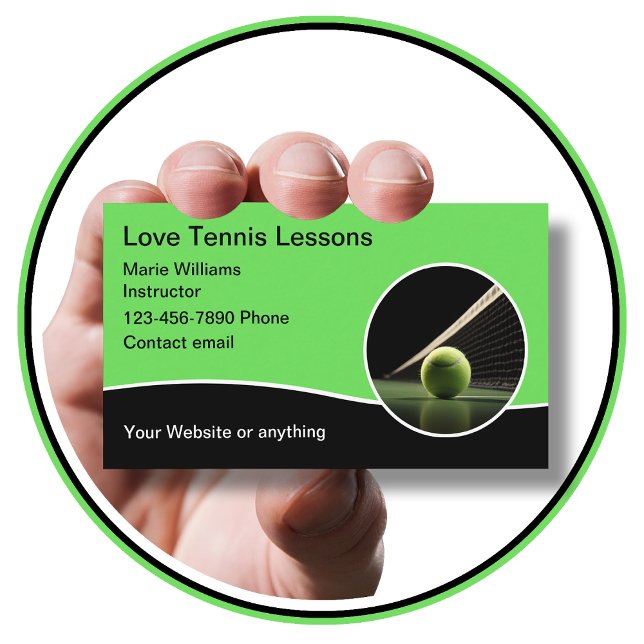 Tennis Lessons Modern Business Cards (Creator Uploaded)