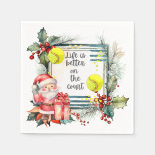 Tennis Life is better on the court Christmas Party Napkin