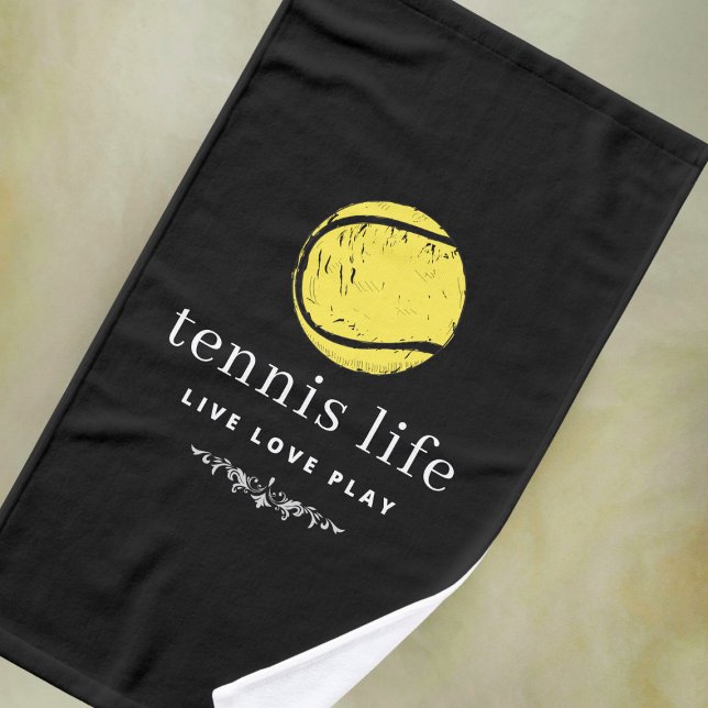 Tennis Life Live Love Play Quote Sports Hand Towel (Creator Uploaded)