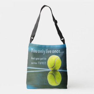 Tennis live once sever twice, Tennis Ball, Court Crossbody Bag