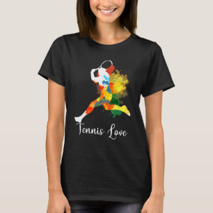 Tennis Love Colourful Splash Art Tennis Player T-Shirt