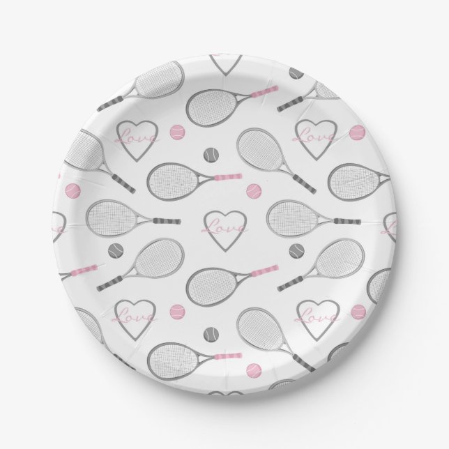 Tennis Love Pattern Paper Plate (Front)