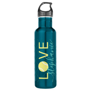 Tennis Love Personalised Teal and Yellow 710 Ml Water Bottle