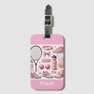 Tennis Love themed in Pink for Woman Luggage Tag
