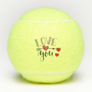 Tennis love you with red heart for Valentine's Day Tennis Balls