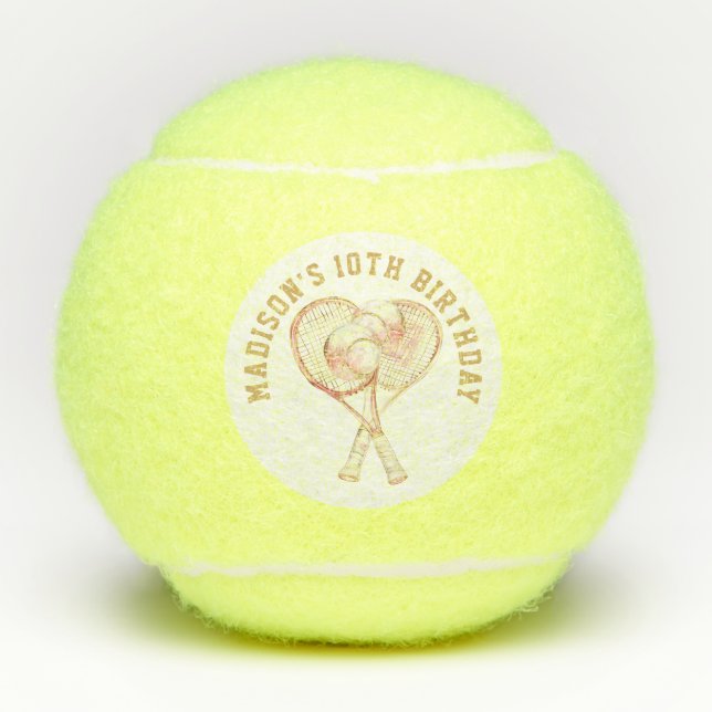 Tennis Luxury Girl Birthday Photo Tennis Balls (Front)