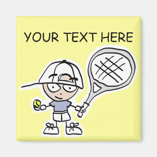 Tennis Magnet with cute cartoon of kid player