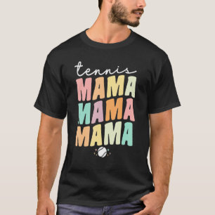 Tennis Mama For Women Groovy Tennis Player Ball Mo T-Shirt