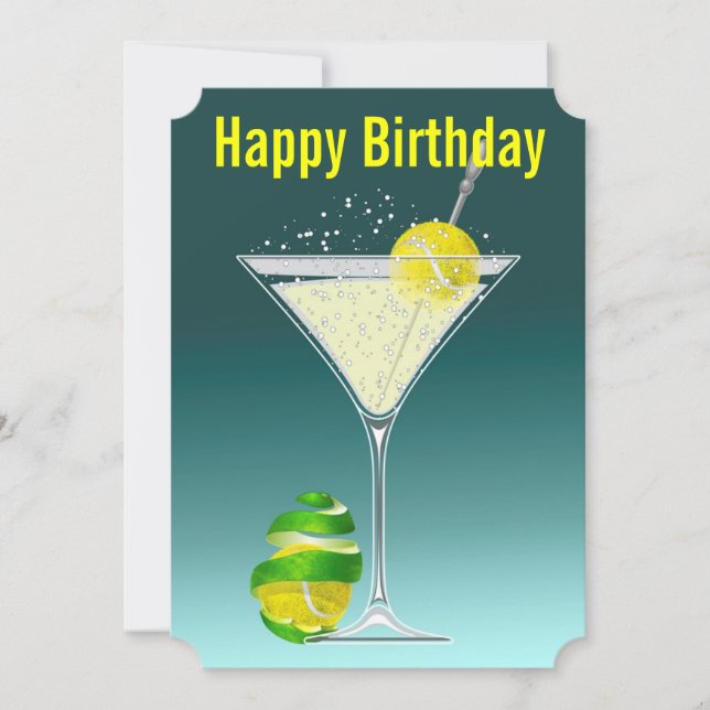Tennis Martini Birthday party invitation (Front)