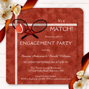 Tennis Match Themed Engagement Party Invitation