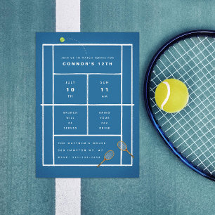 Tennis Match Watch Party Tennis Birthday Party Invitation