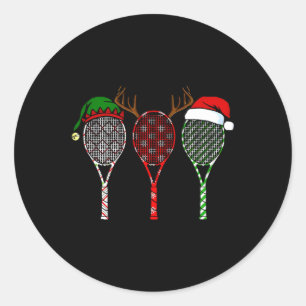 Tennis Merry Chistmas 3 Tennis Racket Christmas  Classic Round Sticker