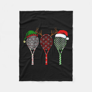 Tennis Merry Chistmas 3 Tennis Racket Christmas Fleece Blanket