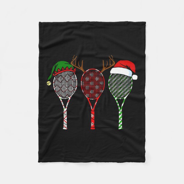 Tennis Merry Chistmas 3 Tennis Racket Christmas  Fleece Blanket (Front)
