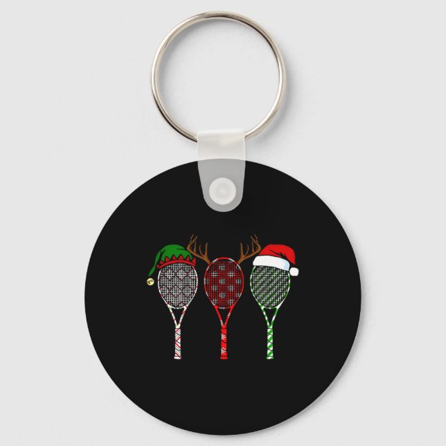 Tennis Merry Chistmas 3 Tennis Racket Christmas  Key Ring (Front)
