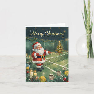 Tennis  Merry Christmas  Santa Claus in the court Holiday Card