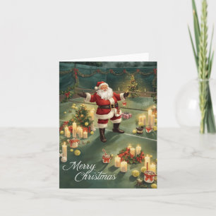 Tennis  Merry Christmas  Santa Claus in the court Holiday Card