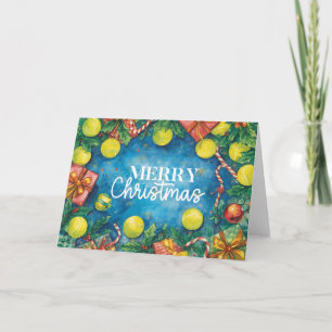 Tennis Merry Christmas tennis ball on the court Holiday Card