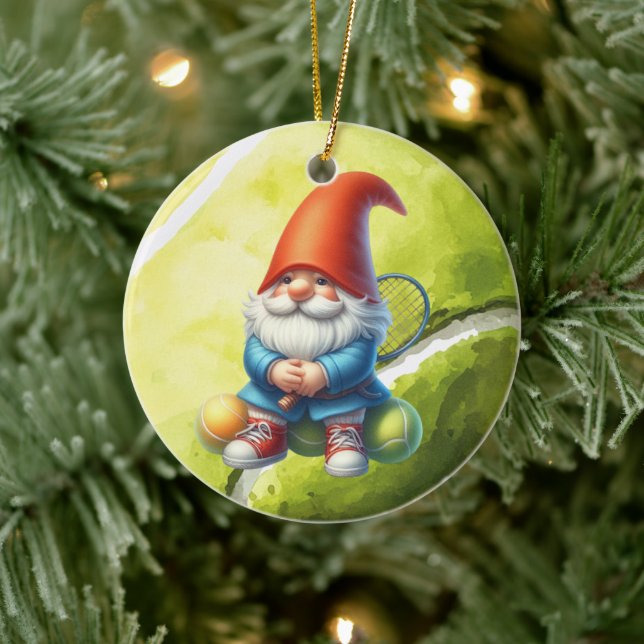 Tennis  Merry Christmas themed Ceramic Ornament (Tree)