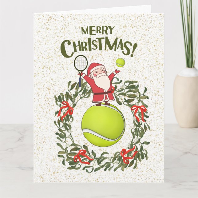 Tennis  Merry Christmas with Santa Claus     Card (Front)