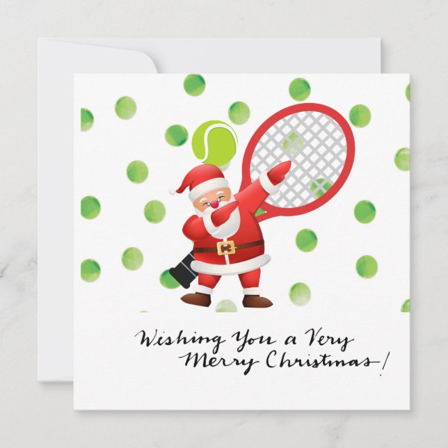 Tennis  Merry Christmas with Santa Claus   Holiday Card (Front)