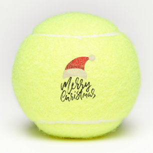 Tennis Merry Christmas with Santa hat Balls