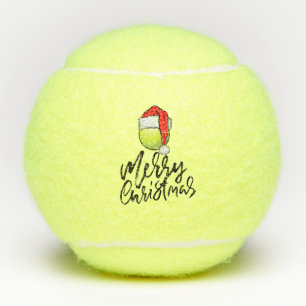 Tennis Merry Christmas with Santa  hat Balls
