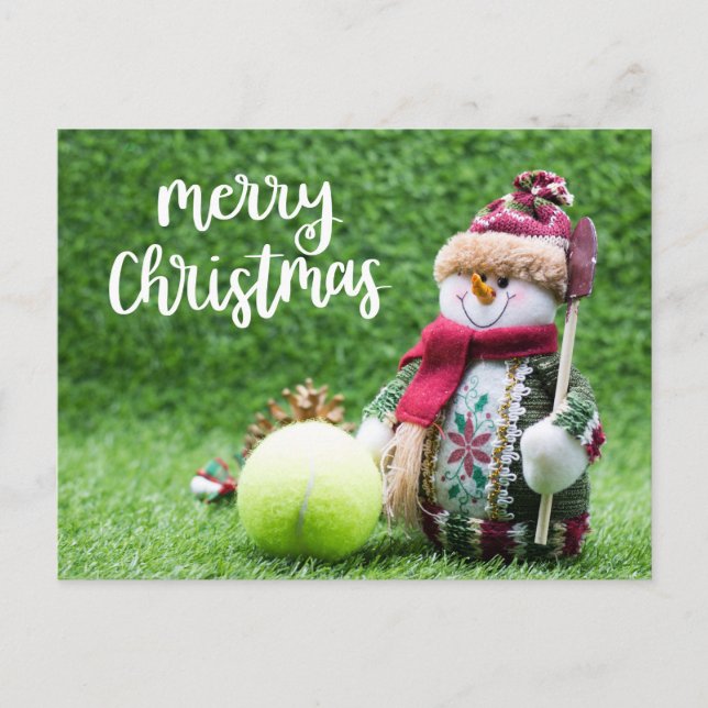 Tennis Merry Christmas with Snowman   Postcard (Front)