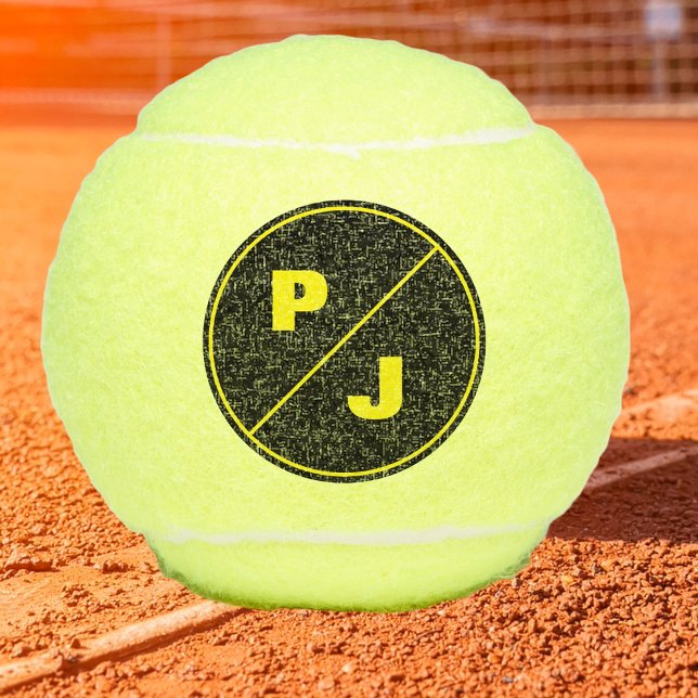 Tennis Modern Big Bold Monogrammed Balls (Single and double players personalized monogrammed tennis balls. )