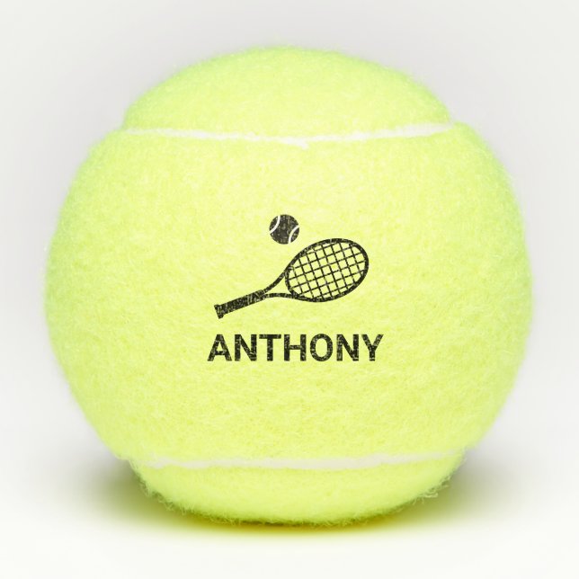Tennis Monogram Name Simple Personalised Balls (Front)