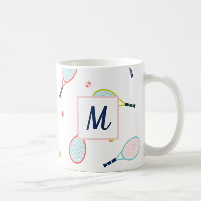 Tennis Monogrammed Sports Personalised Coffee Mug (Right)