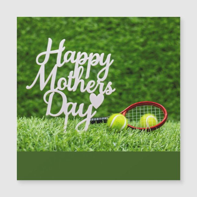 Tennis Mother's Day with ball and racket on green (Front)