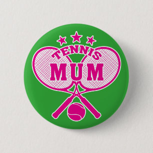 Tennis Mum, Crossed Tennis Rackets 6 Cm Round Badge