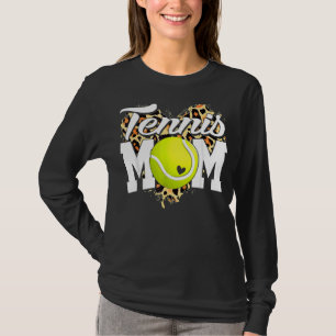 Tennis Mum Cute Leopard Heart Mother's Day T-Shirt