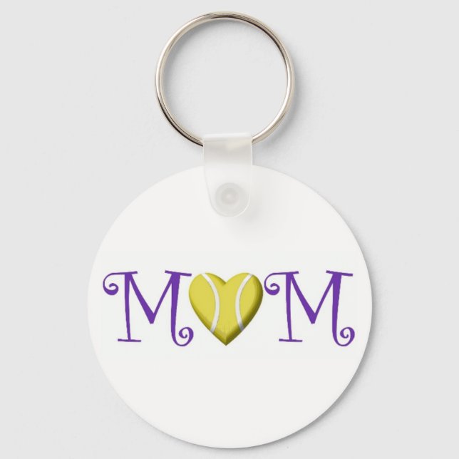 Tennis Mum Keychain, Purple Key Ring (Front)